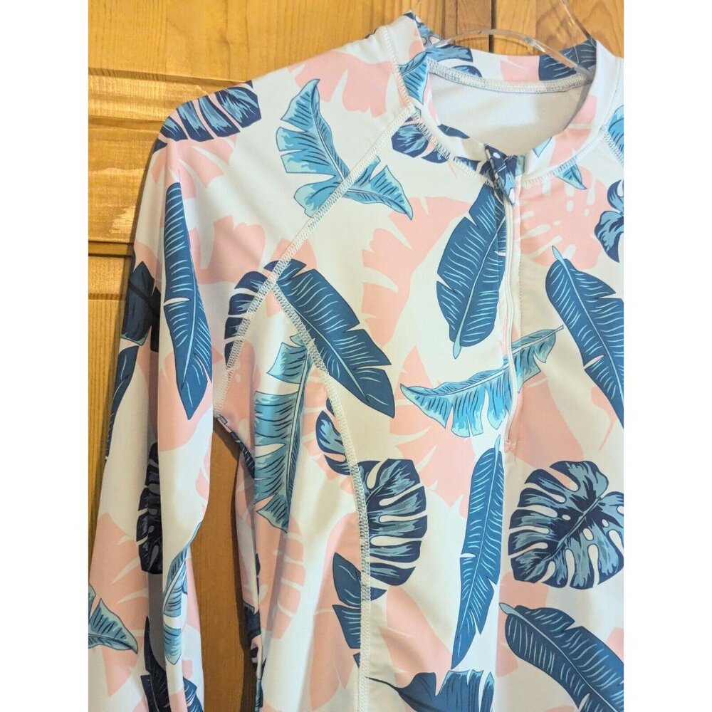 Tropical Floral Rash Guard Long Sleeve Swim Shirt Top UPF 50+ Size S - Picture 4 of 16